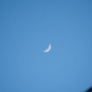 明るい空に浮かぶ三日月